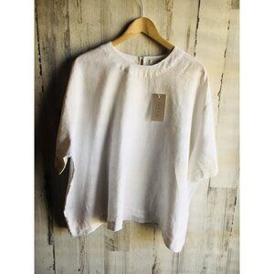 NWT MASAI Copenhagen Degana 100% Linen Top L White Woven Lagenlook